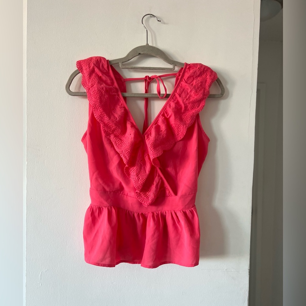 Pink Ruffled Sleeveless Top